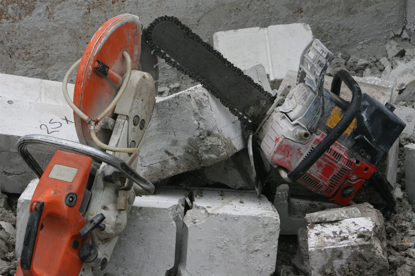 Concrete cutting saws on the job